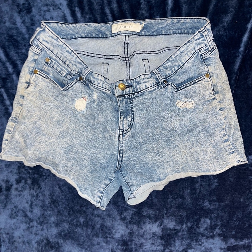 Torrid Light Blue Distressed Jean Shorts